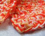 Red, yellow and white scarf detail